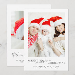 Cartes Pour Fêtes Annuelles Silver minimal Joyeux Petit Naissance de Noël