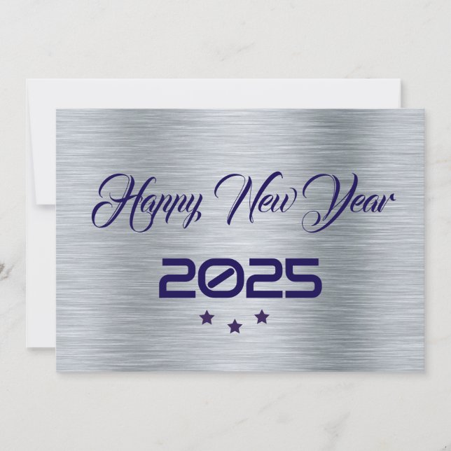 Cartes Pour Fêtes Annuelles Silver purple wish card New Year with tree stars (Devant)