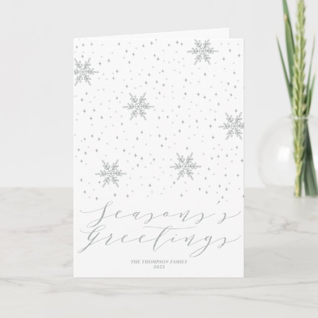 Cartes Pour Fêtes Annuelles Silver Snowflakes Joyeuses Fêtes Christmas Holi (Devant)