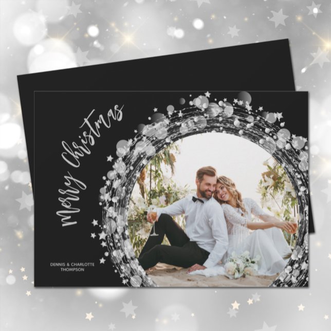 Cartes Pour Fêtes Annuelles Silver Stars Joyeux Noël Photo (Créateur téléchargé)