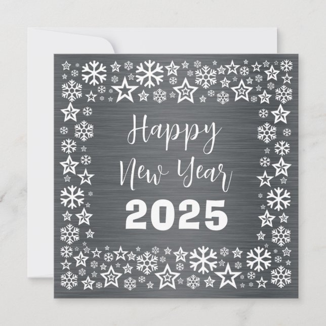 Cartes Pour Fêtes Annuelles Silver white Square wish card with golden stars (Devant)