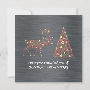 Cartes Pour Fêtes Annuelles Silver wish card HAPPY HOLIDAYS JOYFUL NEW YEAR