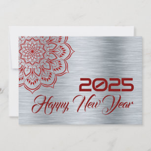 Cartes Pour Fêtes Annuelles Silver wish card New Year with mandala