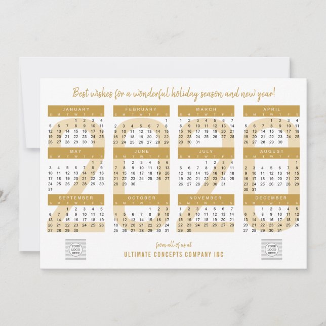 Cartes Pour Fêtes Annuelles Simple 2020 Calendrier Entreprise Logo Nouvel An O (Devant)