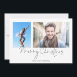 Cartes Pour Fêtes Annuelles Simple 2 Photo Collage Nom Joyeux Noël<br><div class="desc">Simple 2 Photo Nom Collage Joyeux Noël Carte. Remplacez simplement les deux exemples de photos par les vôtres et personnalisez-les avec votre salutation et votre nom en bas. Joyeux Noël est dans un script stylé. Aussi disponible en téléchargement numérique imprimable.</div>