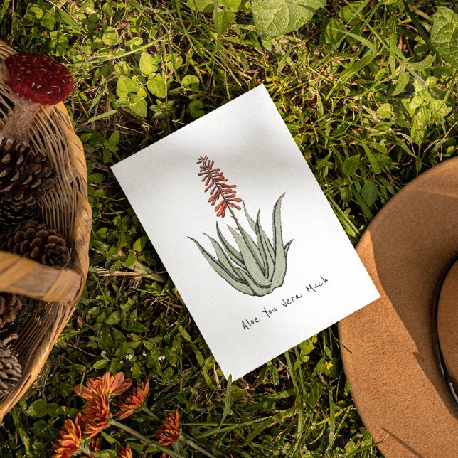 Cartes Pour Fêtes Annuelles Simple Aloe Vous Verrez Beaucoup Blair Cactus Plan (Blank "Aloe You Vera Much" Love Card for the Gardener or Plant Lover. Beautiful Gender Neutral Card.)