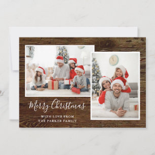 Cartes Pour Fêtes Annuelles Simple apparence rustique Trois photos Joyeux Noël