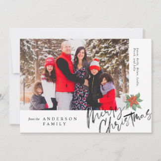 Cartes Pour Fêtes Annuelles Simple Aquarelle Script Photo Mistletoe de Noël