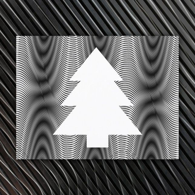 Cartes Pour Fêtes Annuelles Simple Arbre de Noël noir & blanc rayures Trippy (Créateur téléchargé)