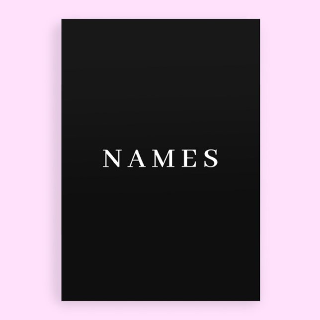 Cartes Pour Fêtes Annuelles Simple Black Custom Ajouter Votre Nom Élégant (Créateur téléchargé)