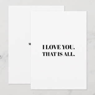 Cartes Pour Fêtes Annuelles Simple Blanc Noir Je T'Aime Saint-Valentin