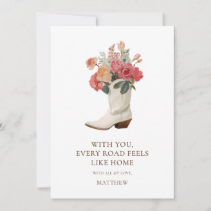 Cartes Pour Fêtes Annuelles Simple bottine de cowgirl florale Saint-Valentin W