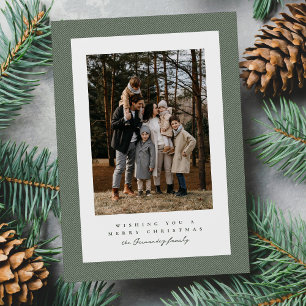 Cartes Pour Fêtes Annuelles Simple cadre en tweed vert photo Noël