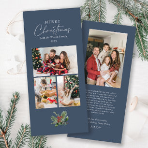 Cartes Pour Fêtes Annuelles Simple Chic Blue 3 Photo Collage de Noël