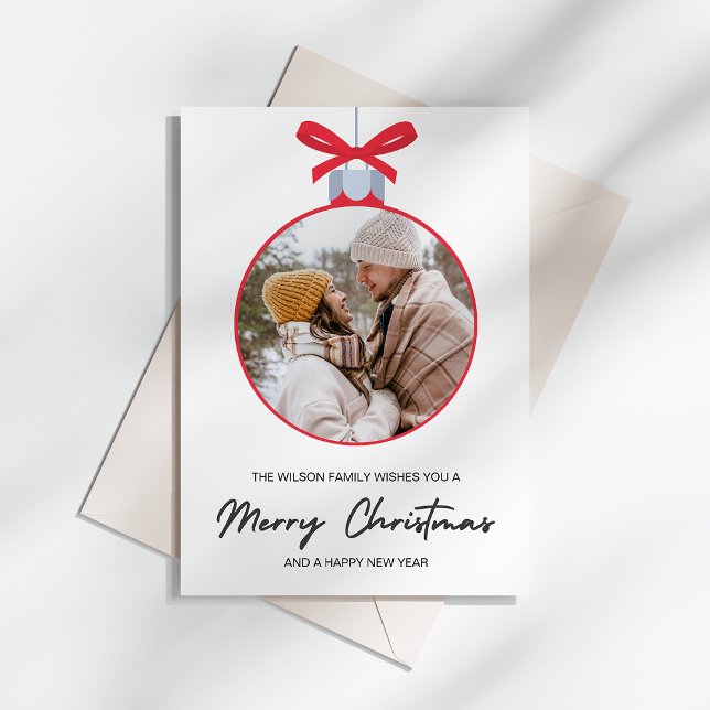Cartes Pour Fêtes Annuelles Simple Christmas Ornament Family Photo (Créateur téléchargé)
