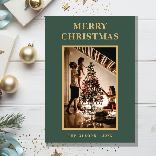 Cartes Pour Fêtes Annuelles Simple classique vert Joyeux Noël photo (Créateur téléchargé)