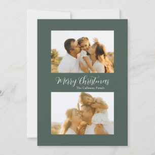 Cartes Pour Fêtes Annuelles Simple Classique Vert Moderne Photo Noël