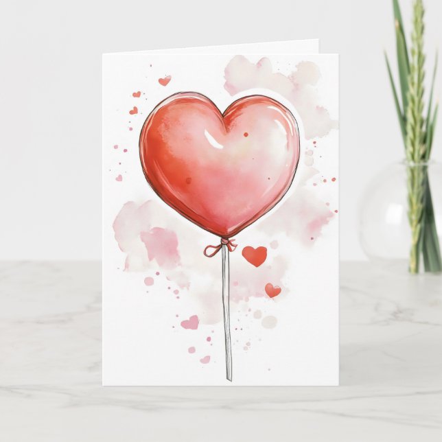 Cartes Pour Fêtes Annuelles Simple coeur rouge mignon amour (Devant)