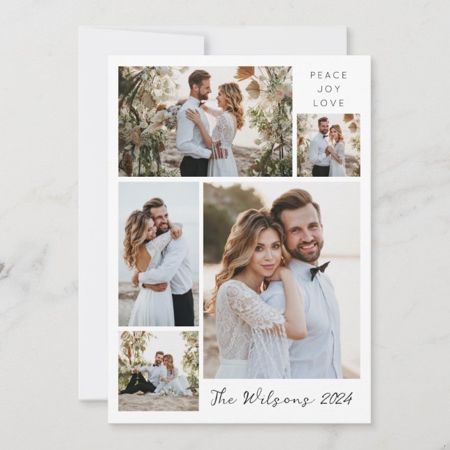 Cartes Pour Fêtes Annuelles Simple Collage de 5 Photos de Famille pour Nouveau (Devant)