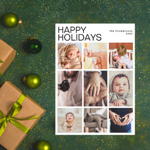 Cartes Pour Fêtes Annuelles Simple Collage de 9 Photos Minimaliste pour une An