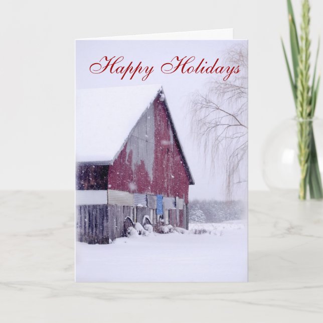 Cartes Pour Fêtes Annuelles Simple Country Barn Snow Christmas greeting cards (Devant)
