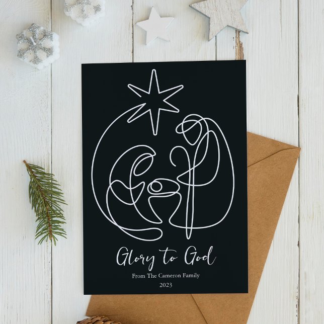 Cartes Pour Fêtes Annuelles Simple Crèche de Noël Religieux à Plat (Créateur téléchargé)