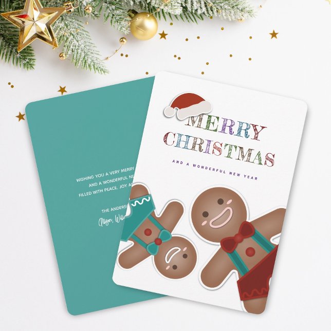 Cartes Pour Fêtes Annuelles Simple Cute Gingerbread Cookies Joyeux Noël (Créateur téléchargé)