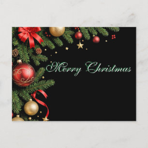 Cartes Pour Fêtes Annuelles Simple Décor de Feuille Verte Élégant Joyeux Noël