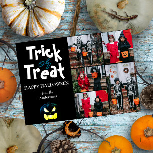Cartes Pour Fêtes Annuelles Simple Éffrayant citrouille Halloween Photo Collag