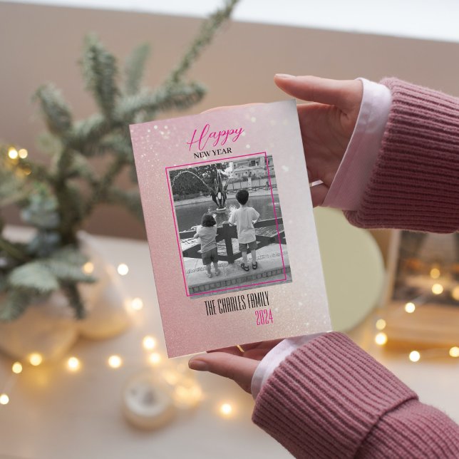 Cartes Pour Fêtes Annuelles Simple Élégance Photo de Nouvel An  (Créateur téléchargé)