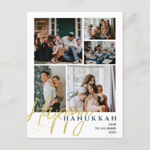 Cartes Pour Fêtes Annuelles Simple Elegant Blue Happy Hanoukka photo Collage