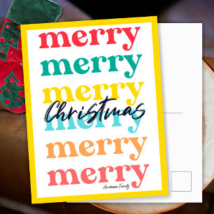 Cartes Pour Fêtes Annuelles Simple Élégant Coloré Joyeux Noël Jaune