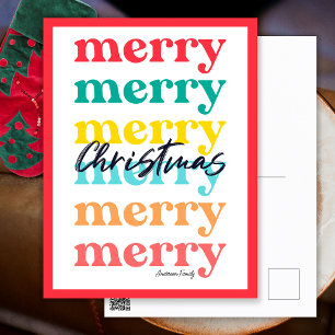 Cartes Pour Fêtes Annuelles Simple Élégant Coloré Rouge Joyeux Noël
