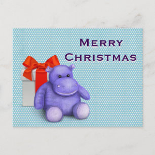 Cartes Pour Fêtes Annuelles Simple Elegant Enfants Teddy Hippo Joyeux Noël