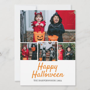 Cartes Pour Fêtes Annuelles Simple Élégant Famille de Quatre Photo Halloween