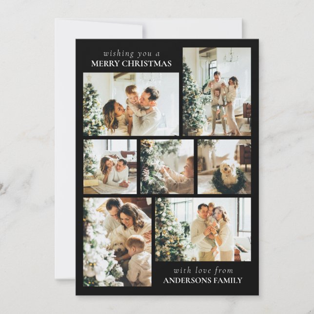 Cartes Pour Fêtes Annuelles Simple Elegant Family Photo Collage Christmas (Devant)