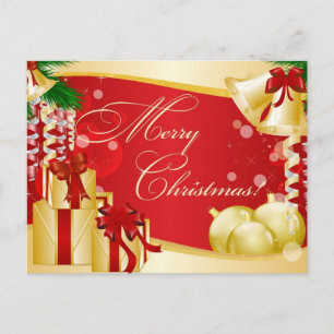 Cartes Pour Fêtes Annuelles Simple Elegant Gold Bell Cadeaux Joyeux Noël
