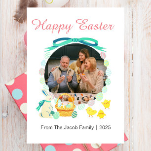 Cartes Pour Fêtes Annuelles Simple Elegant Happy Famille de Pâques une photo