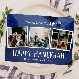 Cartes Pour Fêtes Annuelles Simple Elegant Happy Hanoukka photo de famille