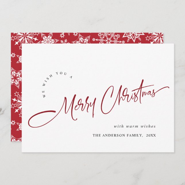 Cartes Pour Fêtes Annuelles Simple Élégant Joyeux Noël Message (Devant / Derrière)