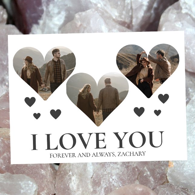 Cartes Pour Fêtes Annuelles Simple Elegant Love valentine's day couple 3 photo (Créateur téléchargé)