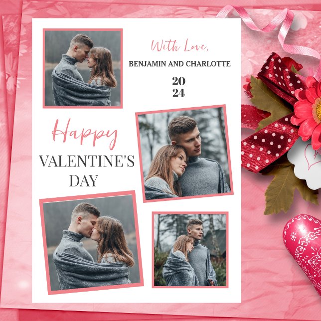 Cartes Pour Fêtes Annuelles Simple Elegant Love valentine's day couple 5 photo (Créateur téléchargé)