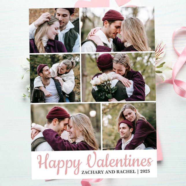 Cartes Pour Fêtes Annuelles Simple Elegant Love valentines jour couple 6 photo (Créateur téléchargé)