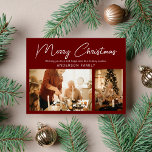 Cartes Pour Fêtes Annuelles Simple Elegant Minimaliste 2 Photo Joyeux Noël<br><div class="desc">Simple Elegant Minimalist 2 Photo Joyeux Noël Carte postale en arrière - plan rouge.</div>