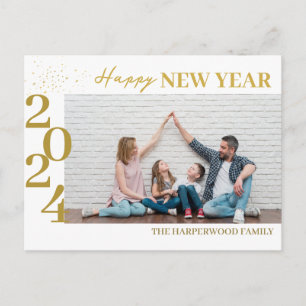 Cartes Pour Fêtes Annuelles Simple Élégant Moderne Bonne Année Une Photo