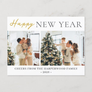 Cartes Pour Fêtes Annuelles Simple Elégant Moderne Joyeux Nouvel An Deux Photo