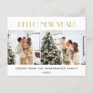 Cartes Pour Fêtes Annuelles Simple Elégant Moderne Joyeux Nouvel An Deux Photo