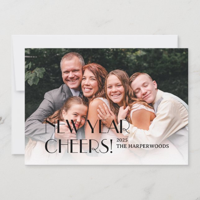 Cartes Pour Fêtes Annuelles Simple Élégant Moderne Joyeux Nouvel An Une photo (Devant)