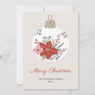 Cartes Pour Fêtes Annuelles Simple Élégant Moderne Ornement de Noël Floral