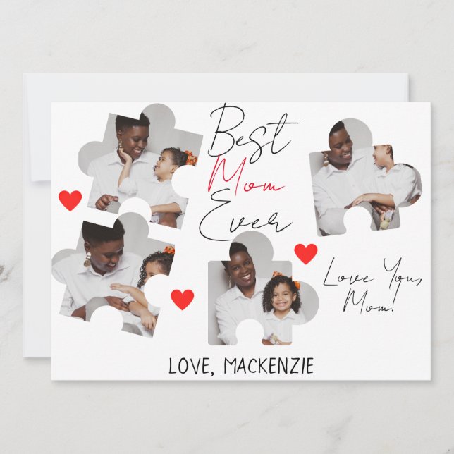 Cartes Pour Fêtes Annuelles Simple Elegant Mothers Day Puzzle Photo Collage (Devant)